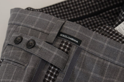 Pantalones elegantes de algodón a cuadros para hombre
