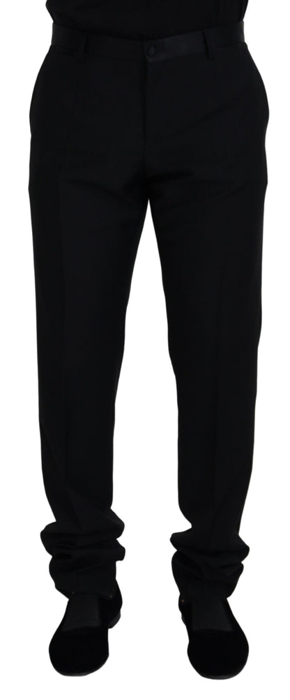 Pantalones elegantes de mezcla de lana virgen negra