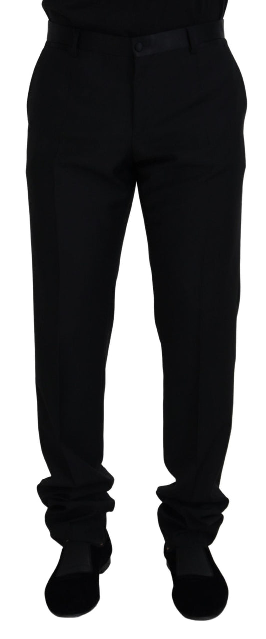 Pantalones elegantes de mezcla de lana virgen negra