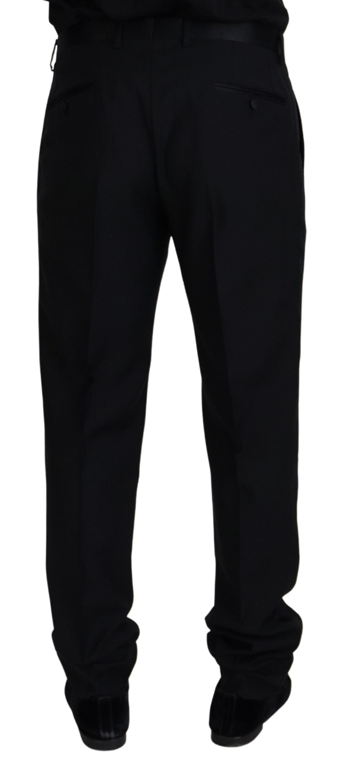 Pantalones elegantes de mezcla de lana virgen negra