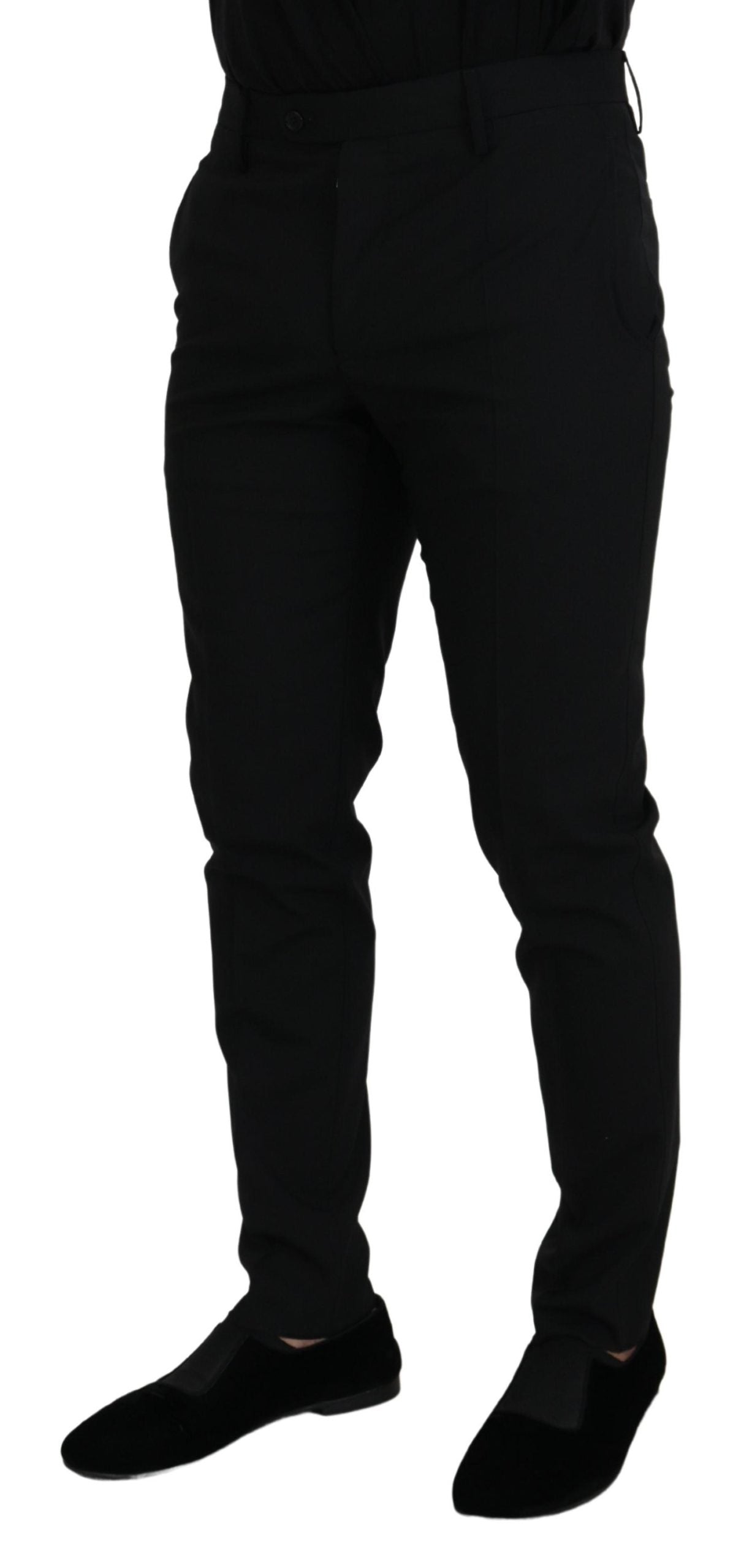 Pantalones elegantes de mezcla de lana negra