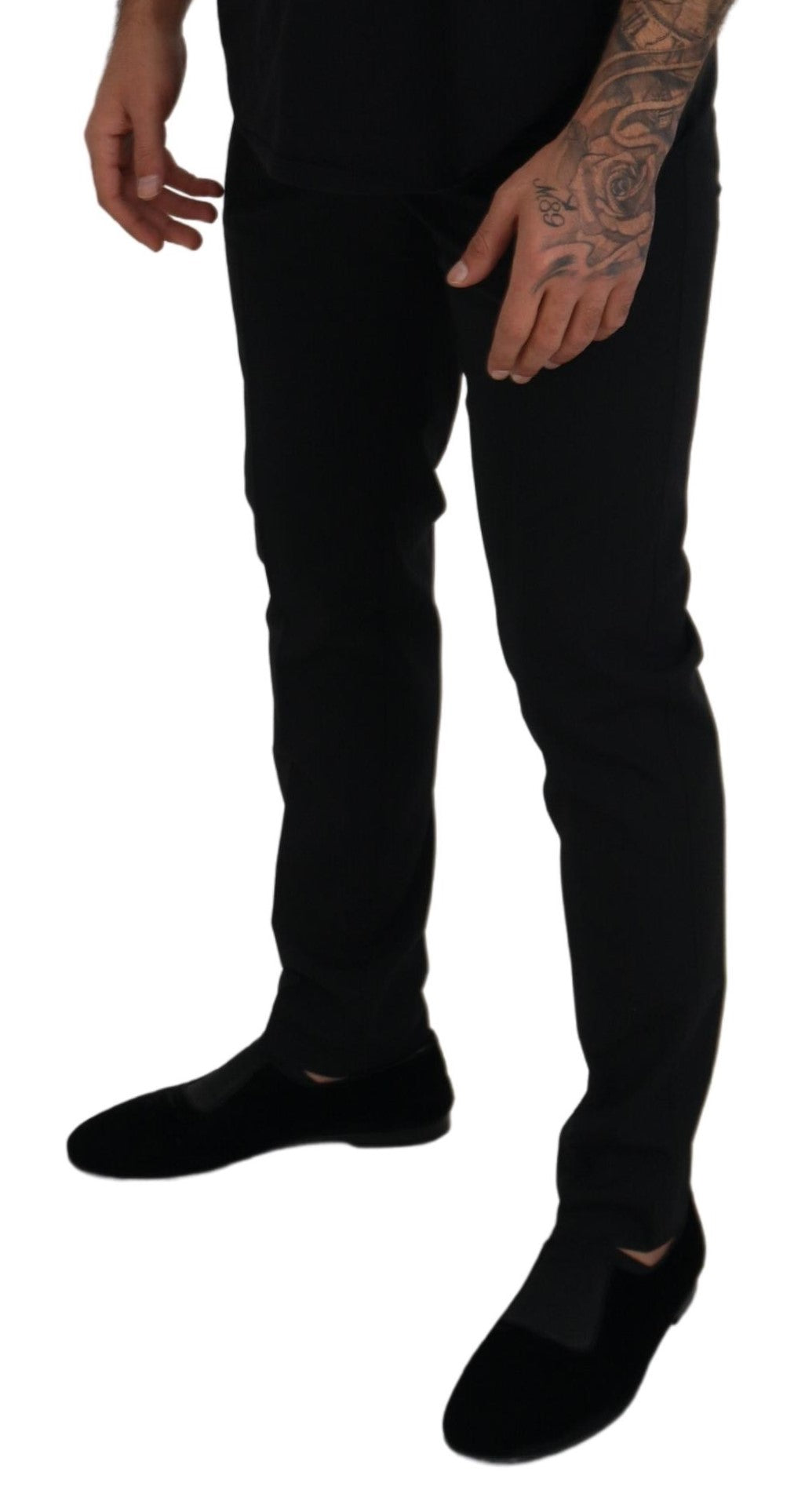 Pantalones elegantes de mezcla de lana negra