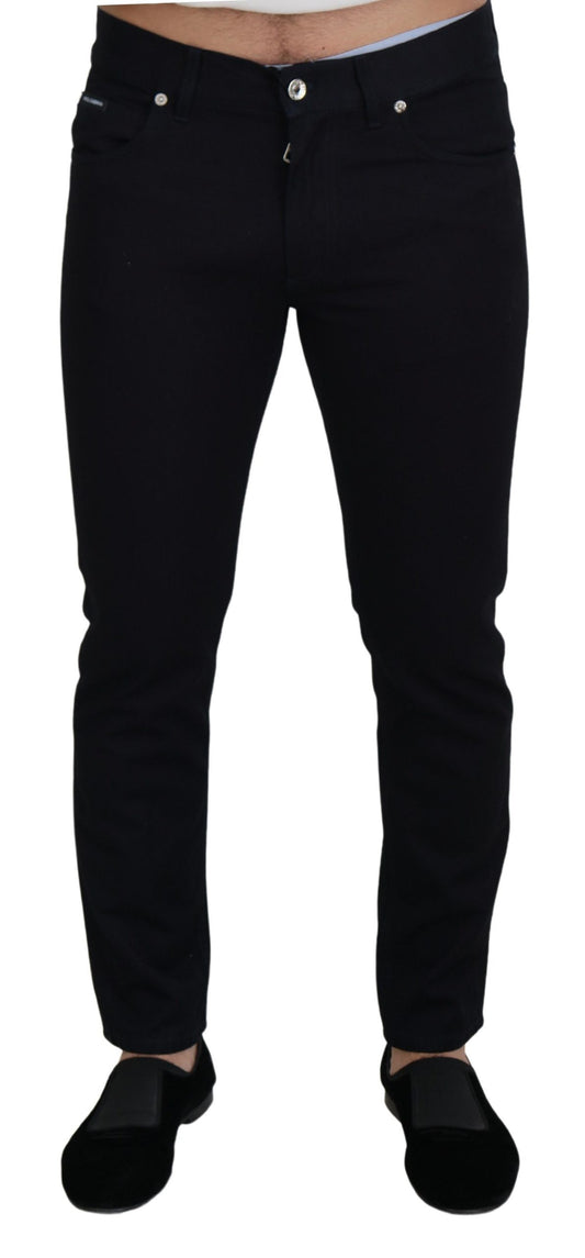 Elegantes pantalones vaqueros de mezcla de seda negra