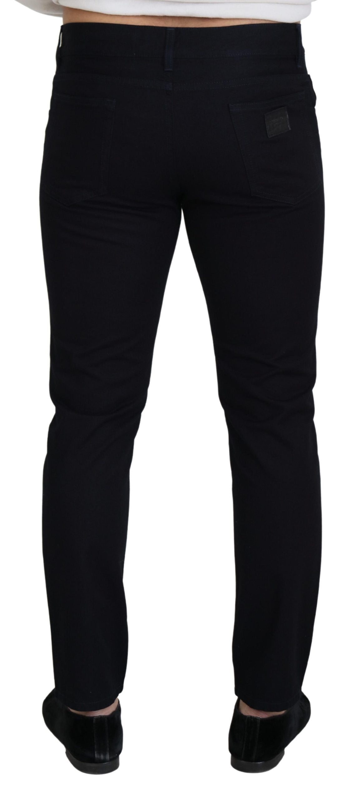 Elegantes pantalones vaqueros de mezcla de seda negra