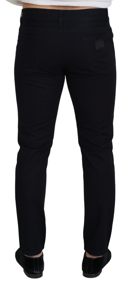 Elegantes pantalones vaqueros de mezcla de seda negra