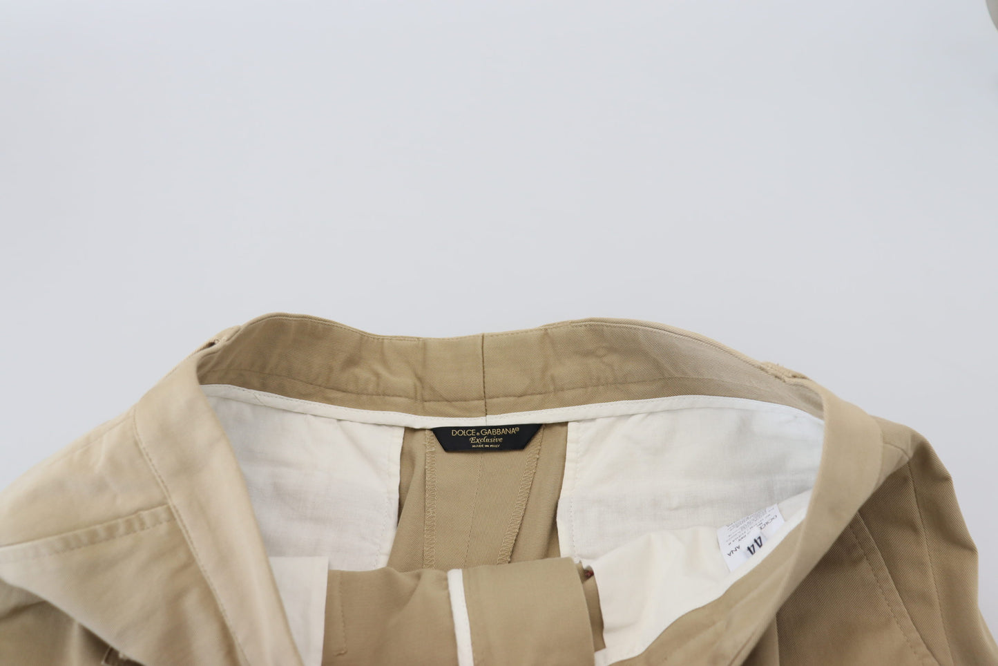 Elegantes pantalones cortos de diseñador en mezcla de algodón beige
