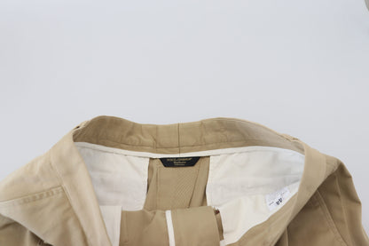 Elegantes pantalones cortos de diseñador en mezcla de algodón beige
