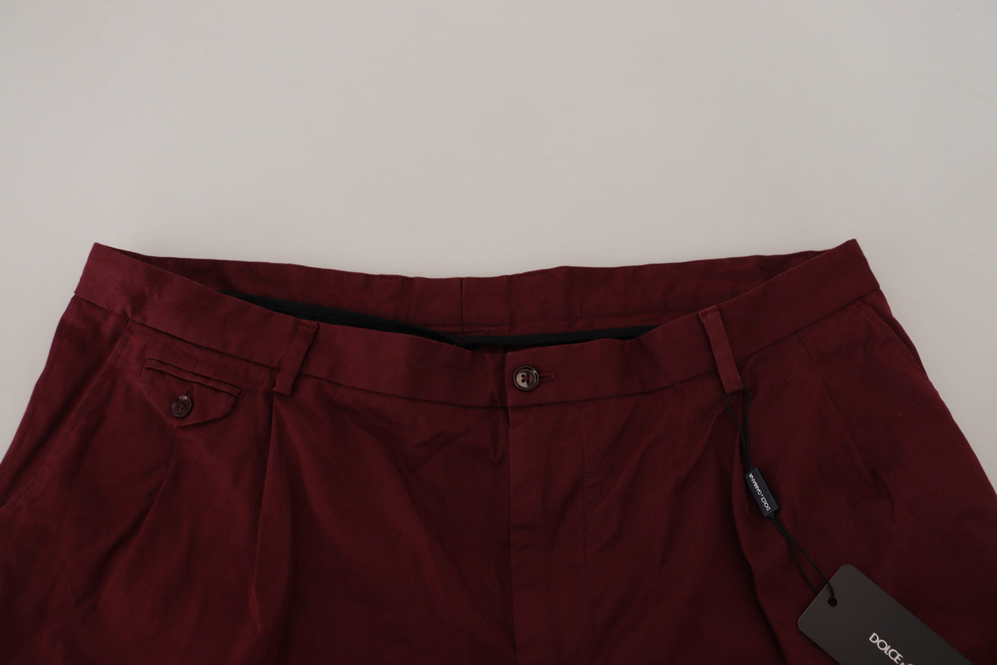 Elegantes pantalones cortos de mezcla de algodón color granate