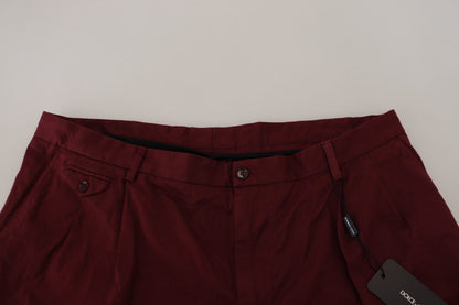 Elegantes pantalones cortos de mezcla de algodón color granate