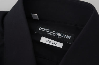 Camisa de vestir elegante de algodón negro de corte entallado