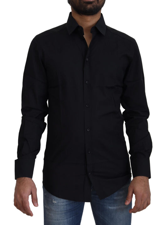 Camisa elegante de algodón negra