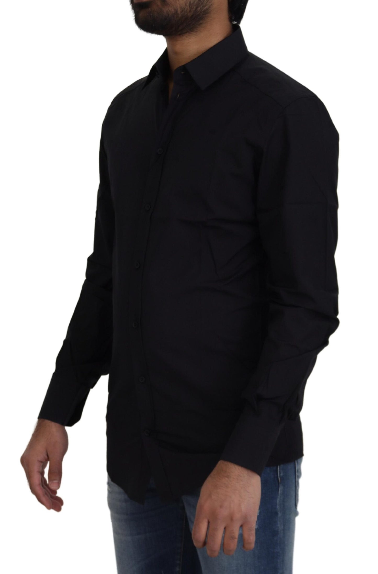 Camisa elegante de algodón negra
