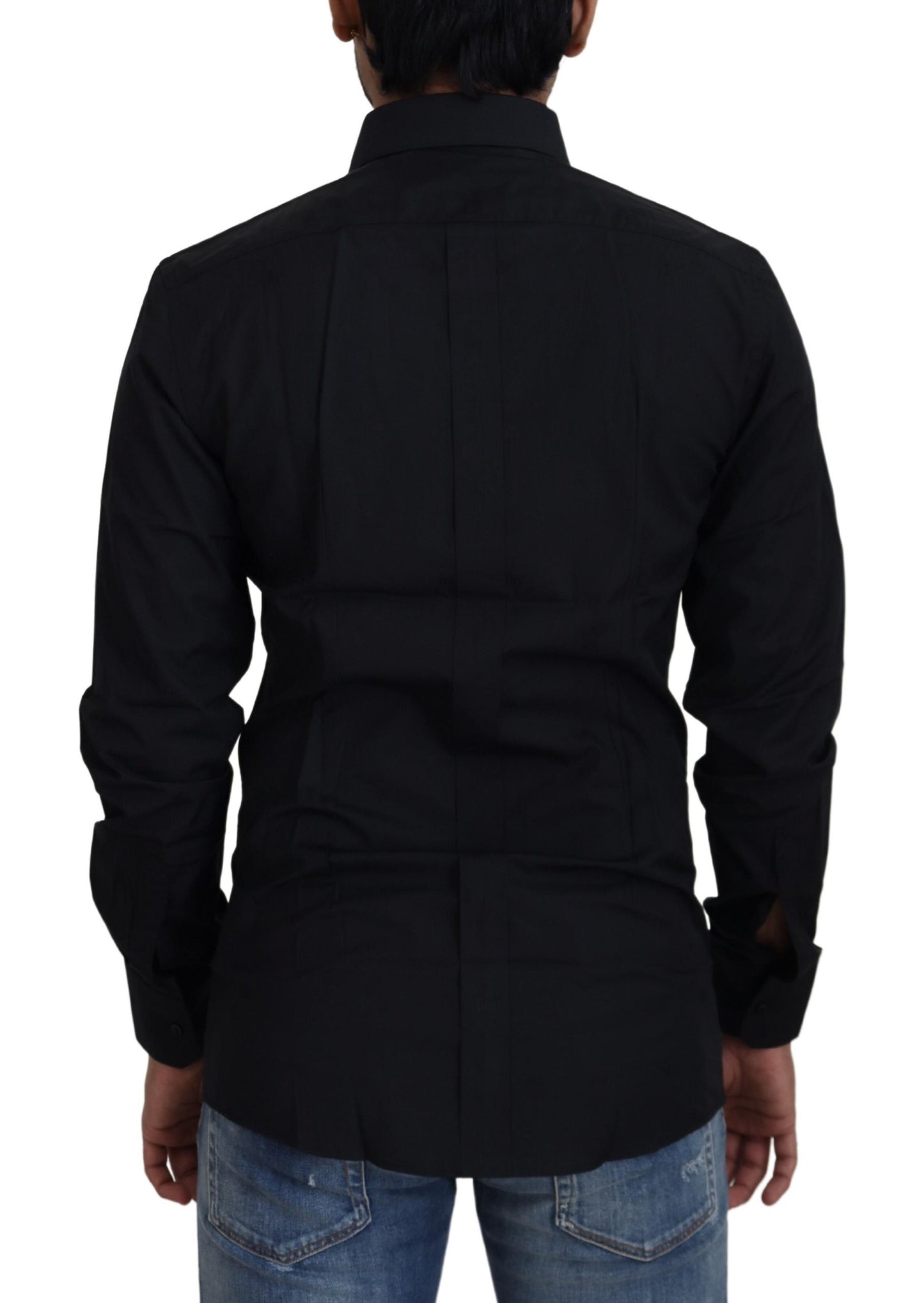 Camisa elegante de algodón negra