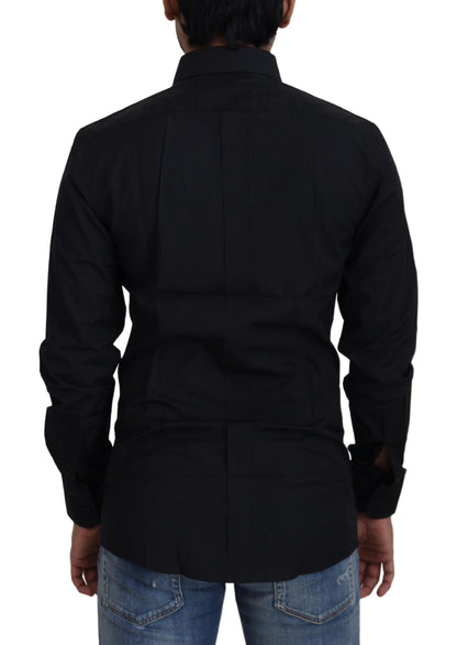 Camisa elegante de algodón negra