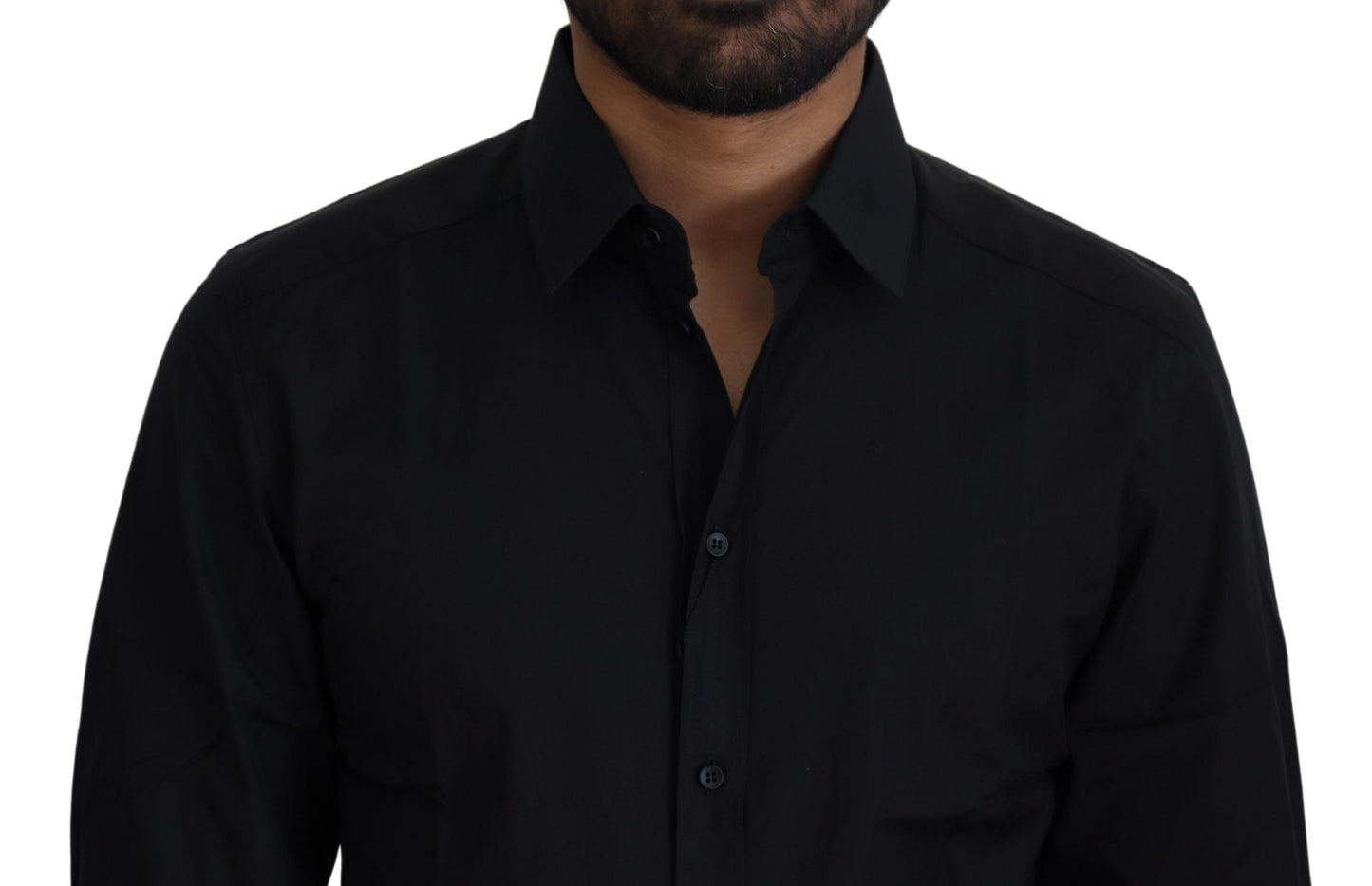 Camisa elegante de algodón negra