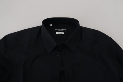 Camisa elegante de algodón negra