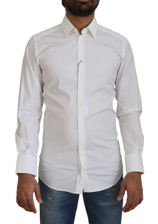 Camisa de vestir blanca deslumbrante de corte entallado