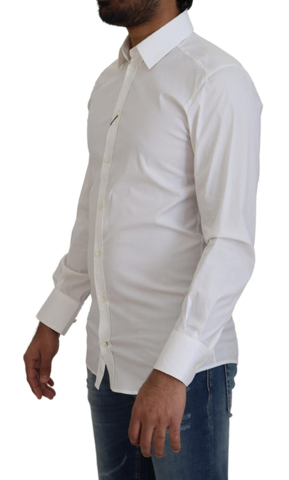 Camisa de vestir blanca deslumbrante de corte entallado