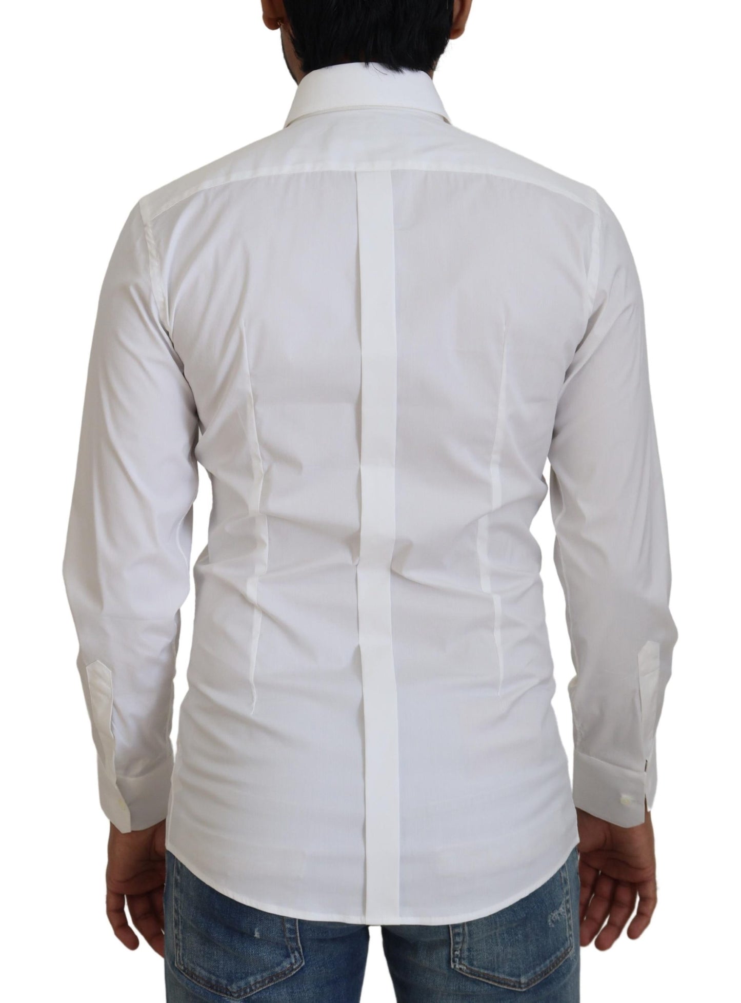Camisa de vestir blanca deslumbrante de corte entallado
