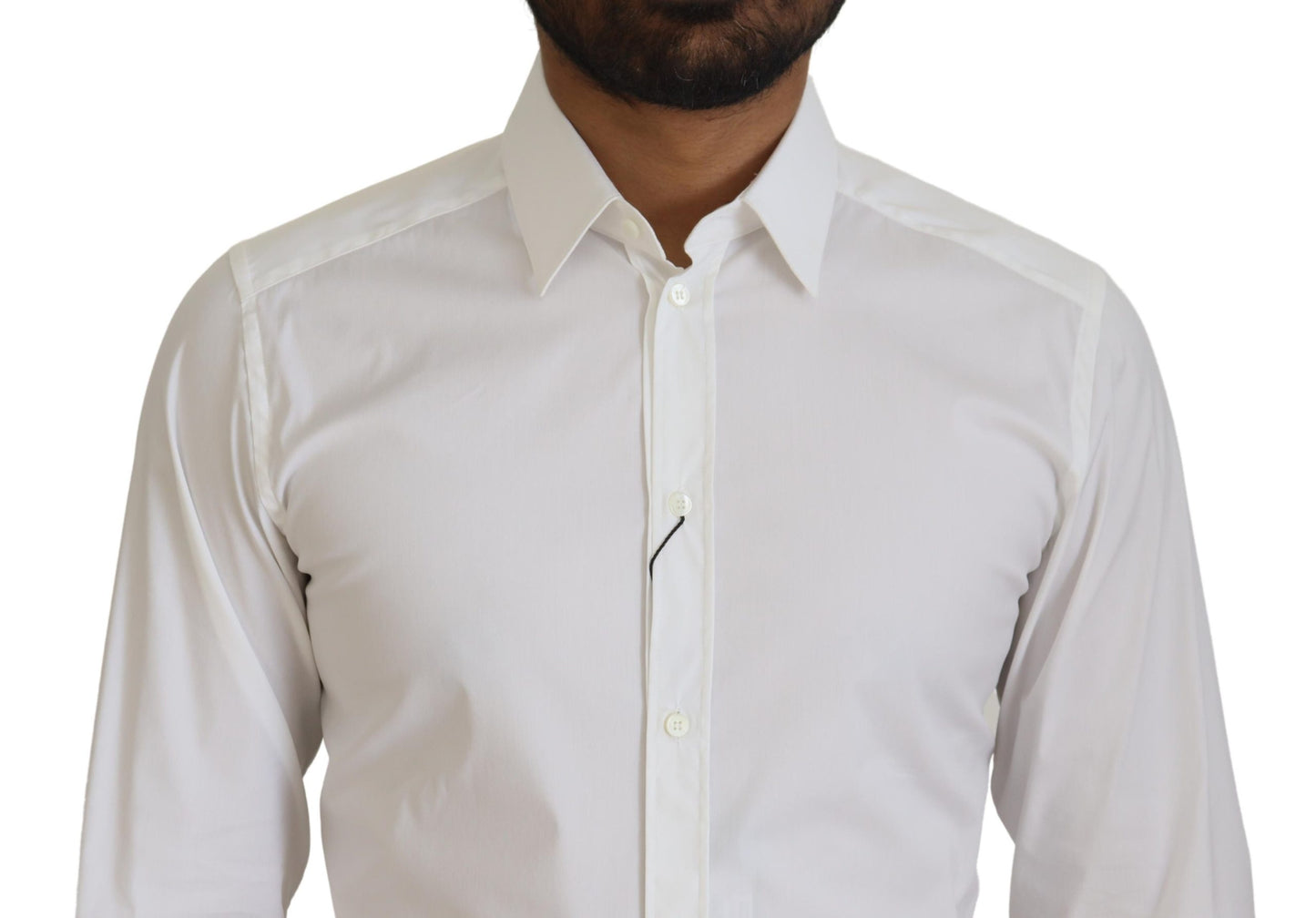 Camisa de vestir blanca deslumbrante de corte entallado