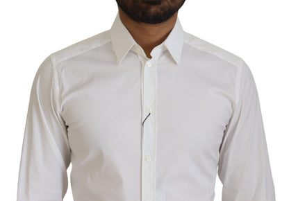 Camisa de vestir blanca deslumbrante de corte entallado