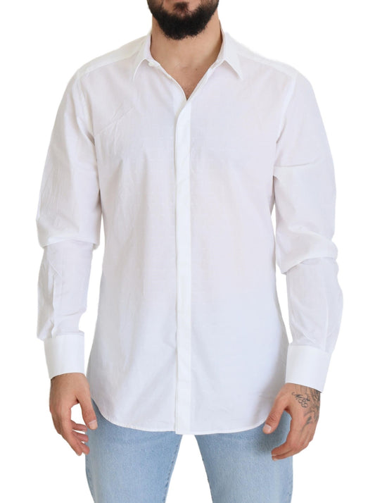 Camisa de vestir de algodón blanco con elegancia reinventada