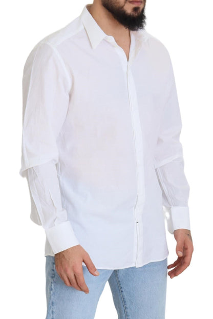 Camisa de vestir de algodón blanco con elegancia reinventada