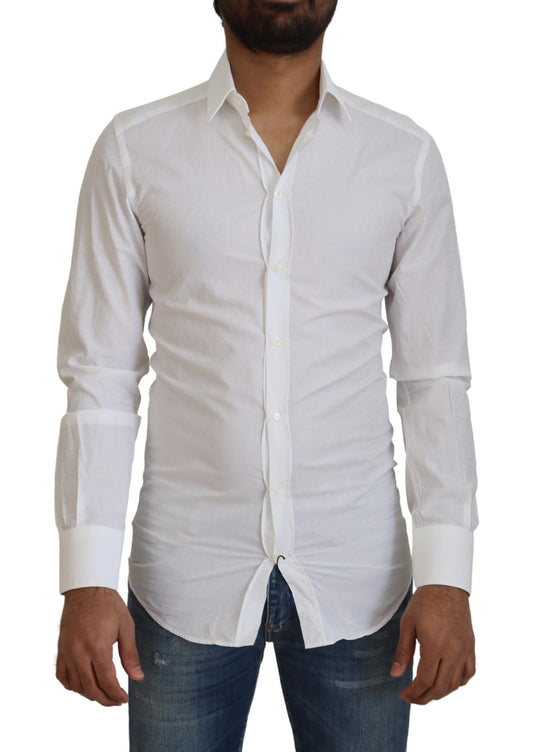 Camisa elegante de algodón blanca de corte entallado