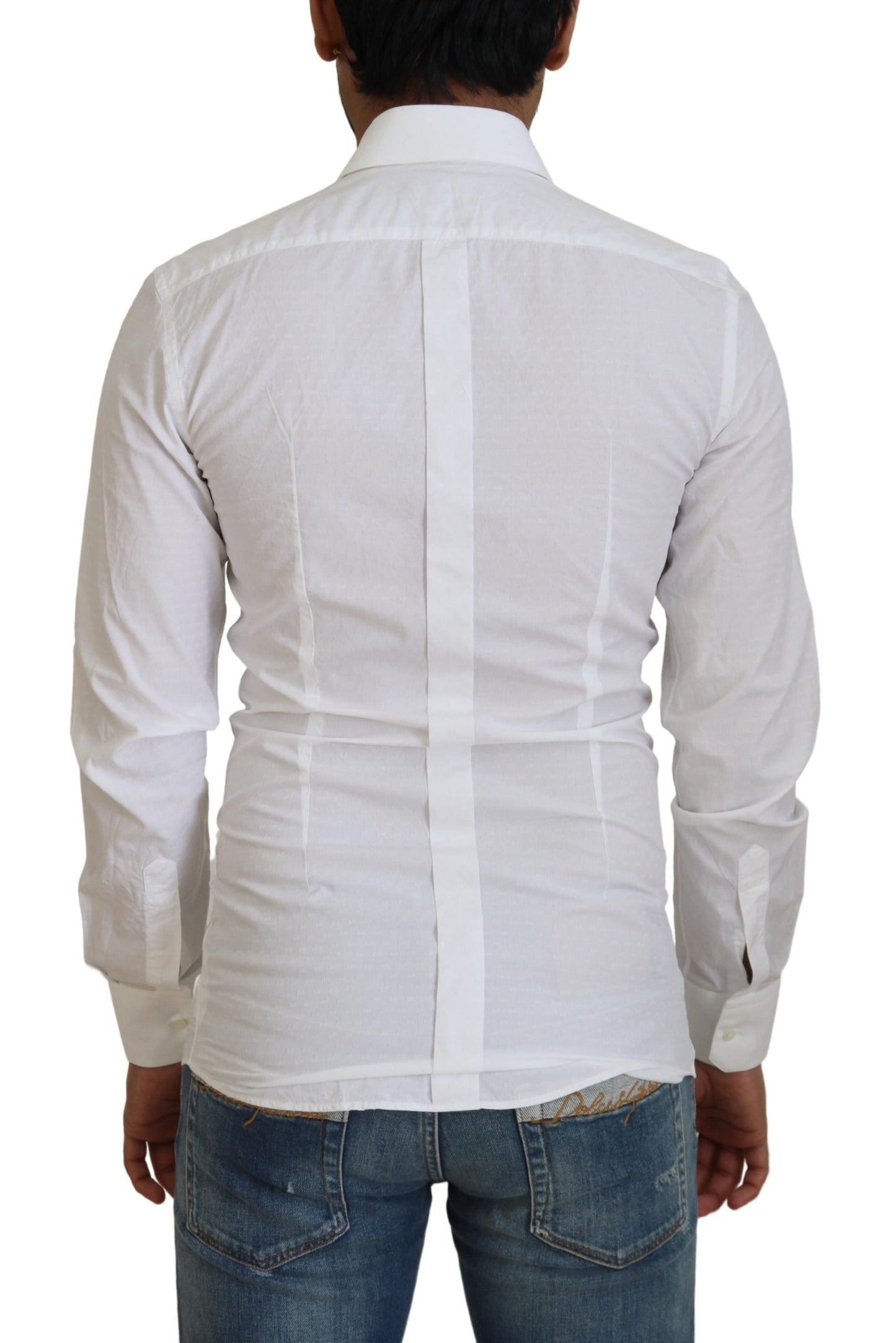 Camisa elegante de algodón blanca de corte entallado
