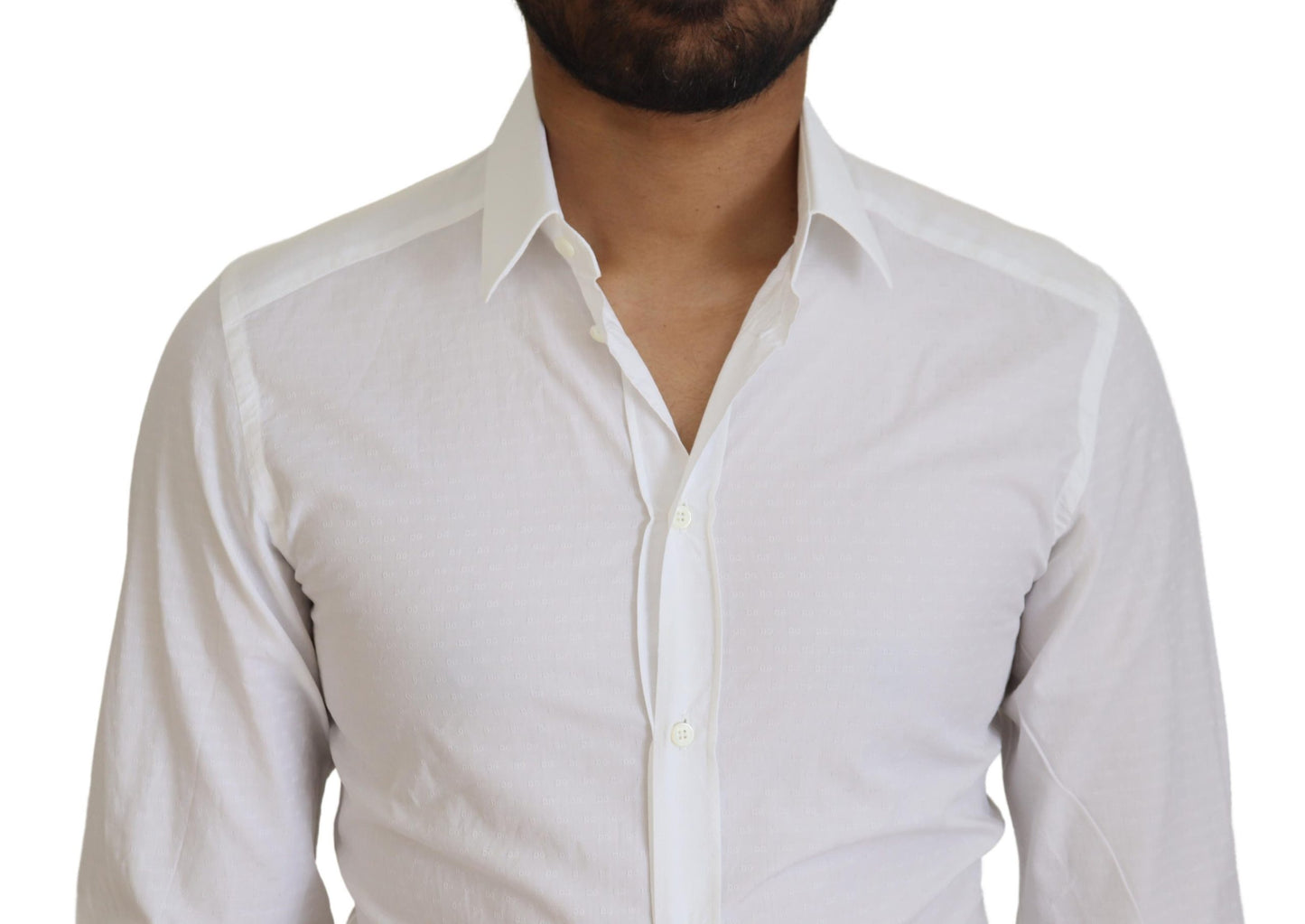 Camisa elegante de algodón blanca de corte entallado