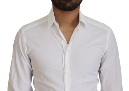 Camisa elegante de algodón blanca de corte entallado