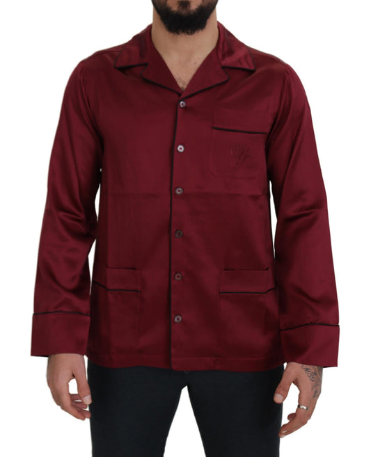 Pijama elegante de seda roja