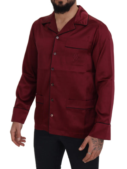Pijama elegante de seda roja