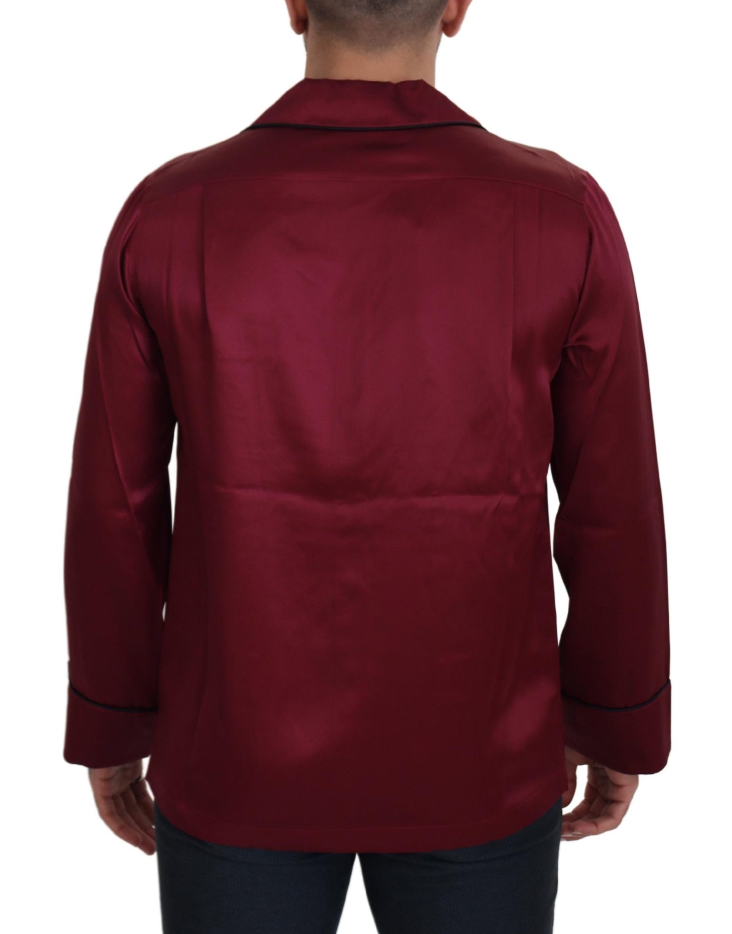 Pijama elegante de seda roja