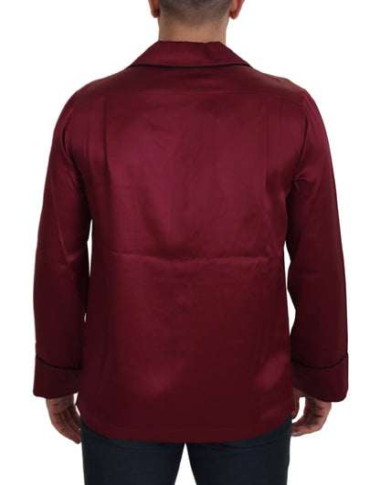 Pijama elegante de seda roja
