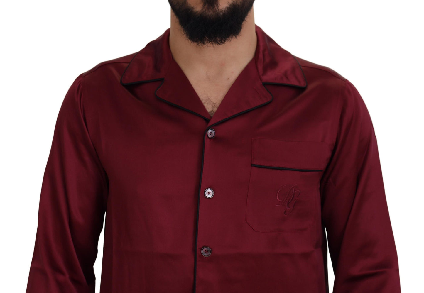 Pijama elegante de seda roja