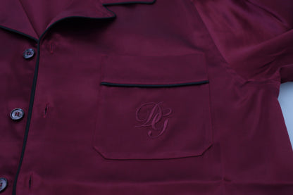 Pijama elegante de seda roja