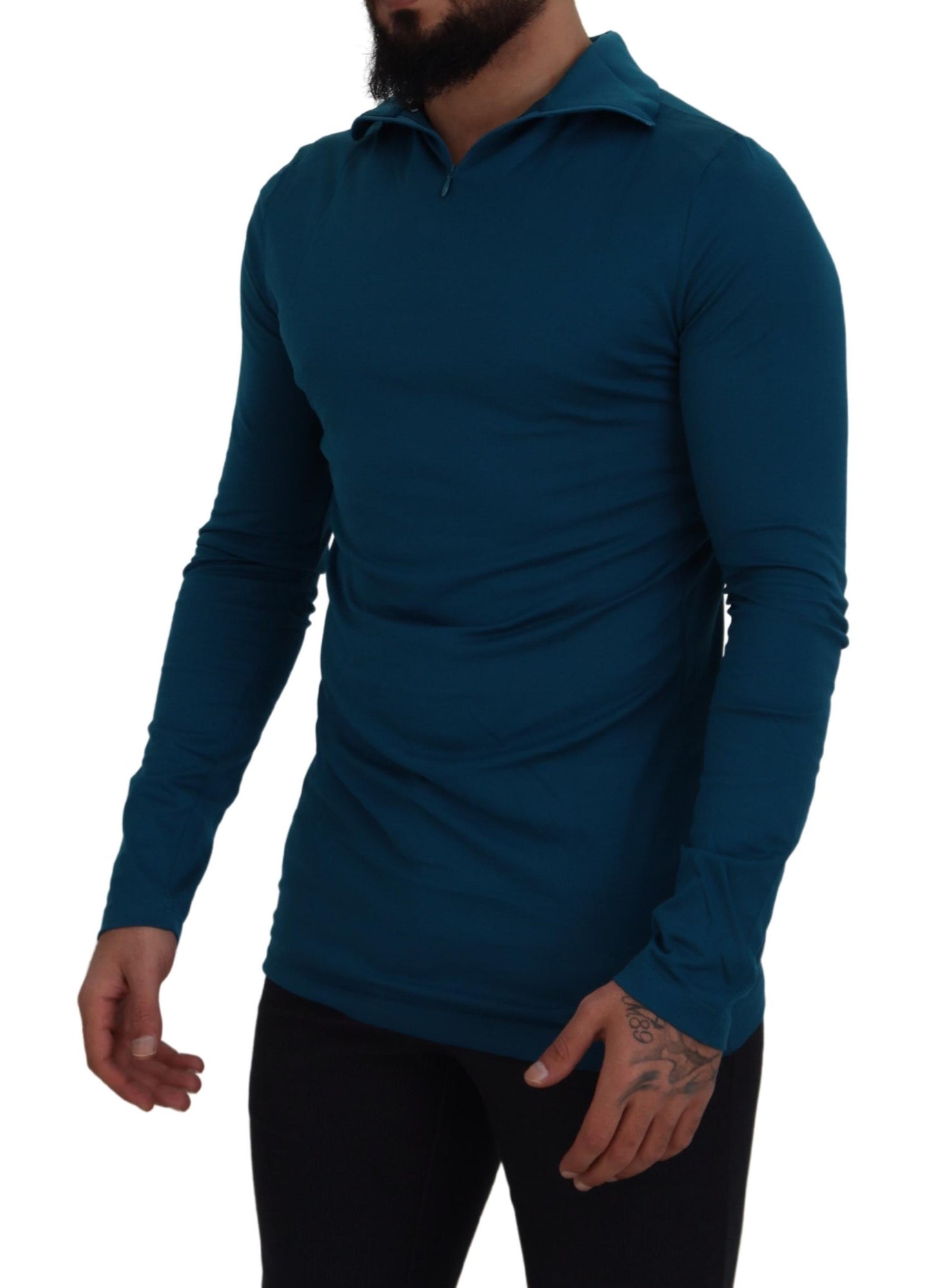 Suéter elegante de algodón azul