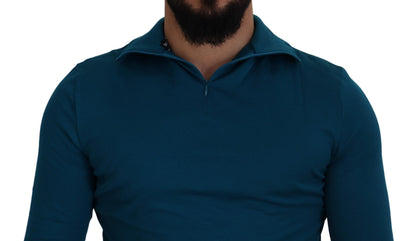 Suéter elegante de algodón azul