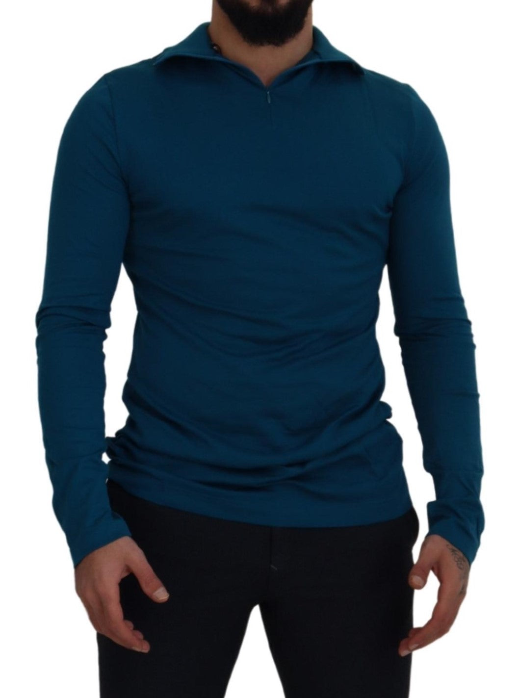Suéter elegante de algodón azul