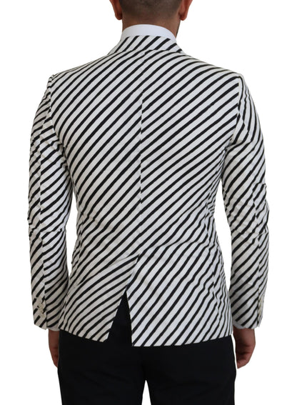 Blazer elegante de rayas blancas con botonadura sencilla