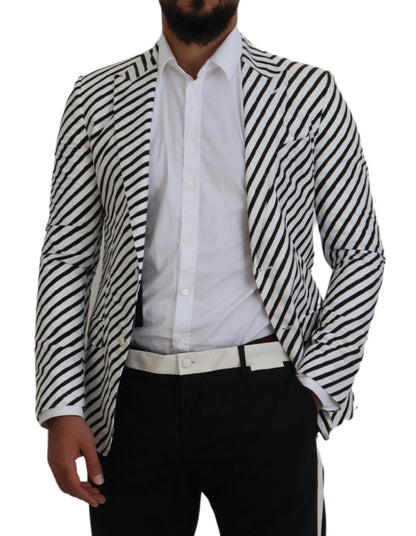 Blazer elegante de rayas blancas con botonadura sencilla