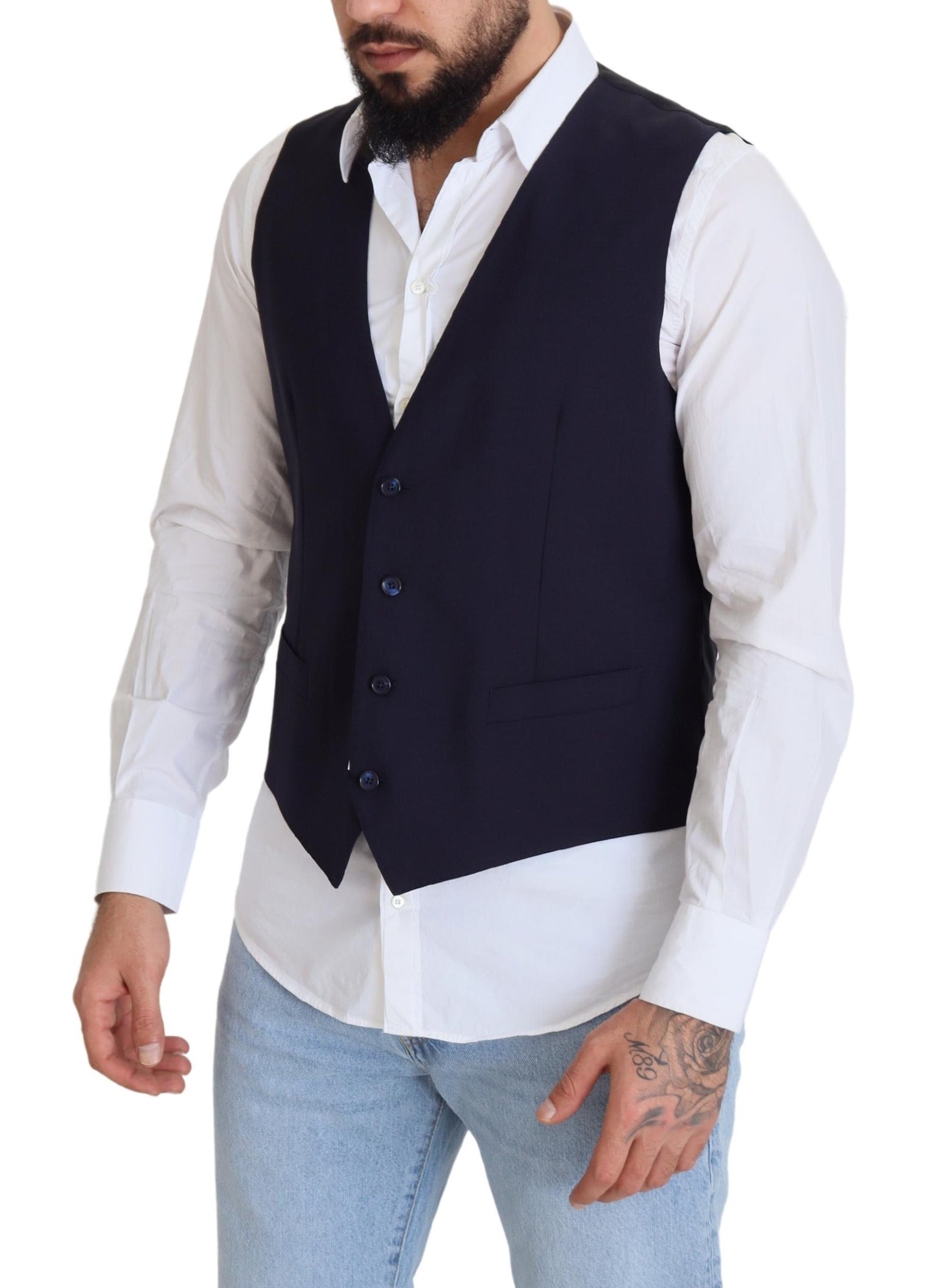 Elegante chaleco de vestir formal azul oscuro