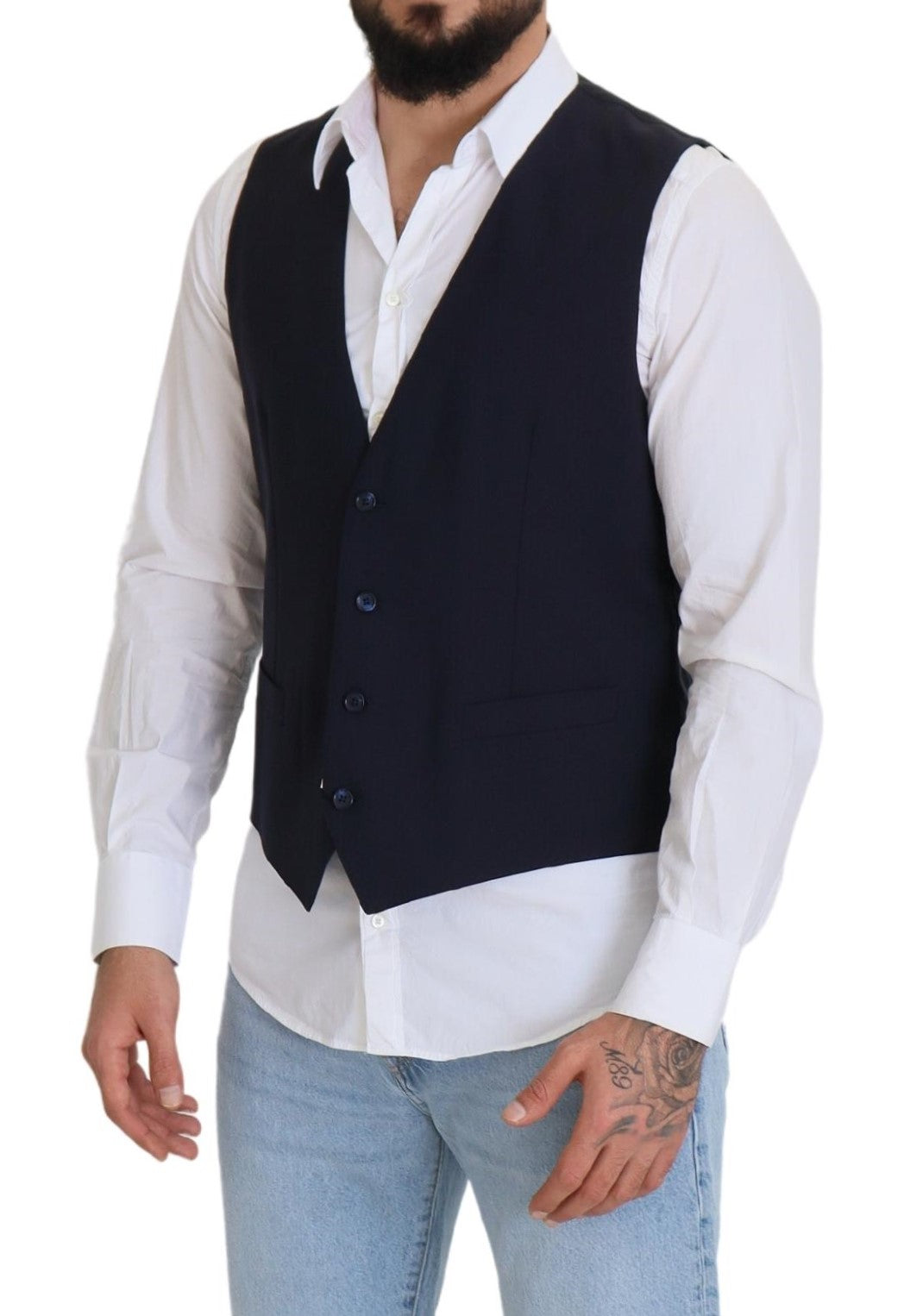 Elegante chaleco de vestir formal azul oscuro