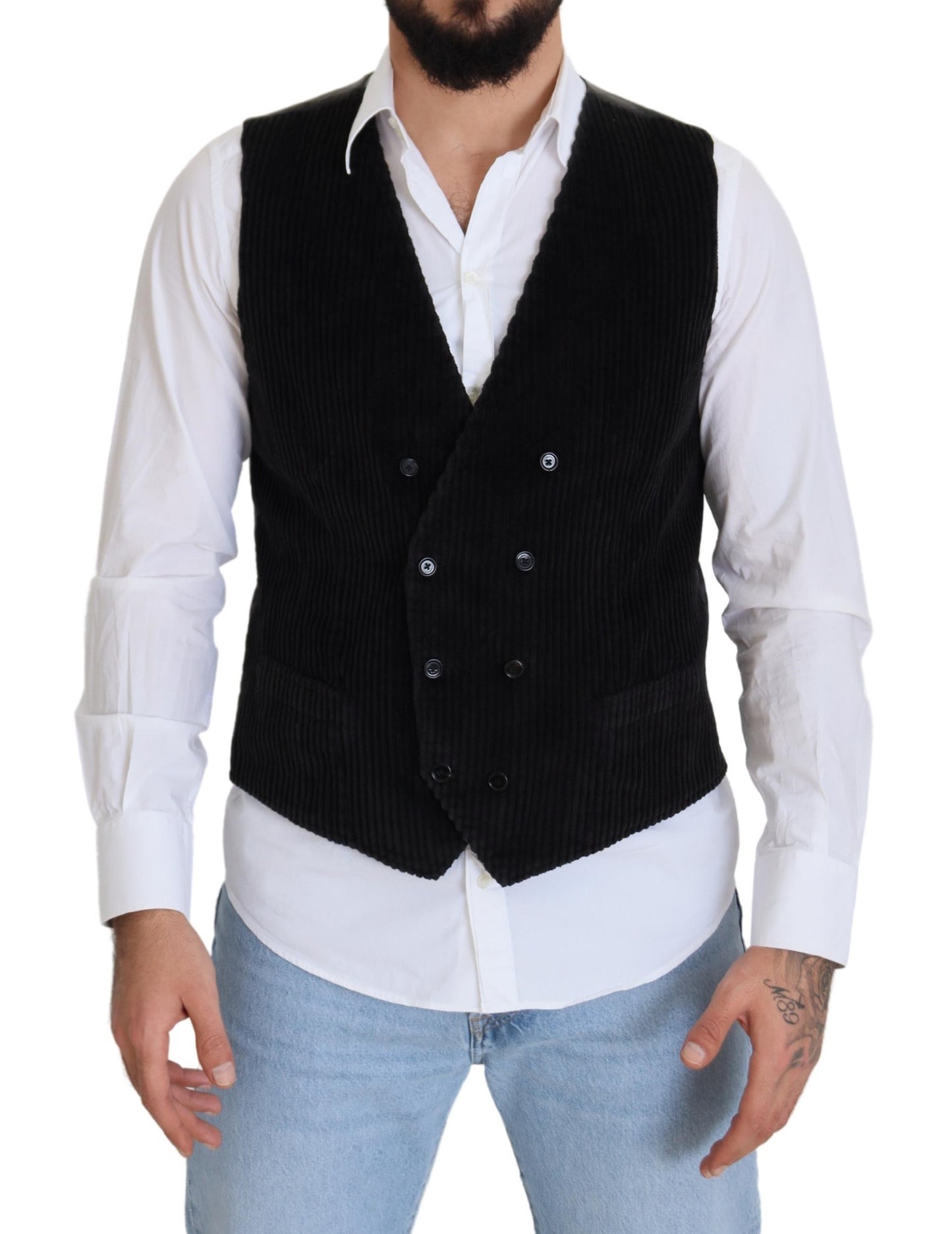 Elegante chaleco negro cruzado