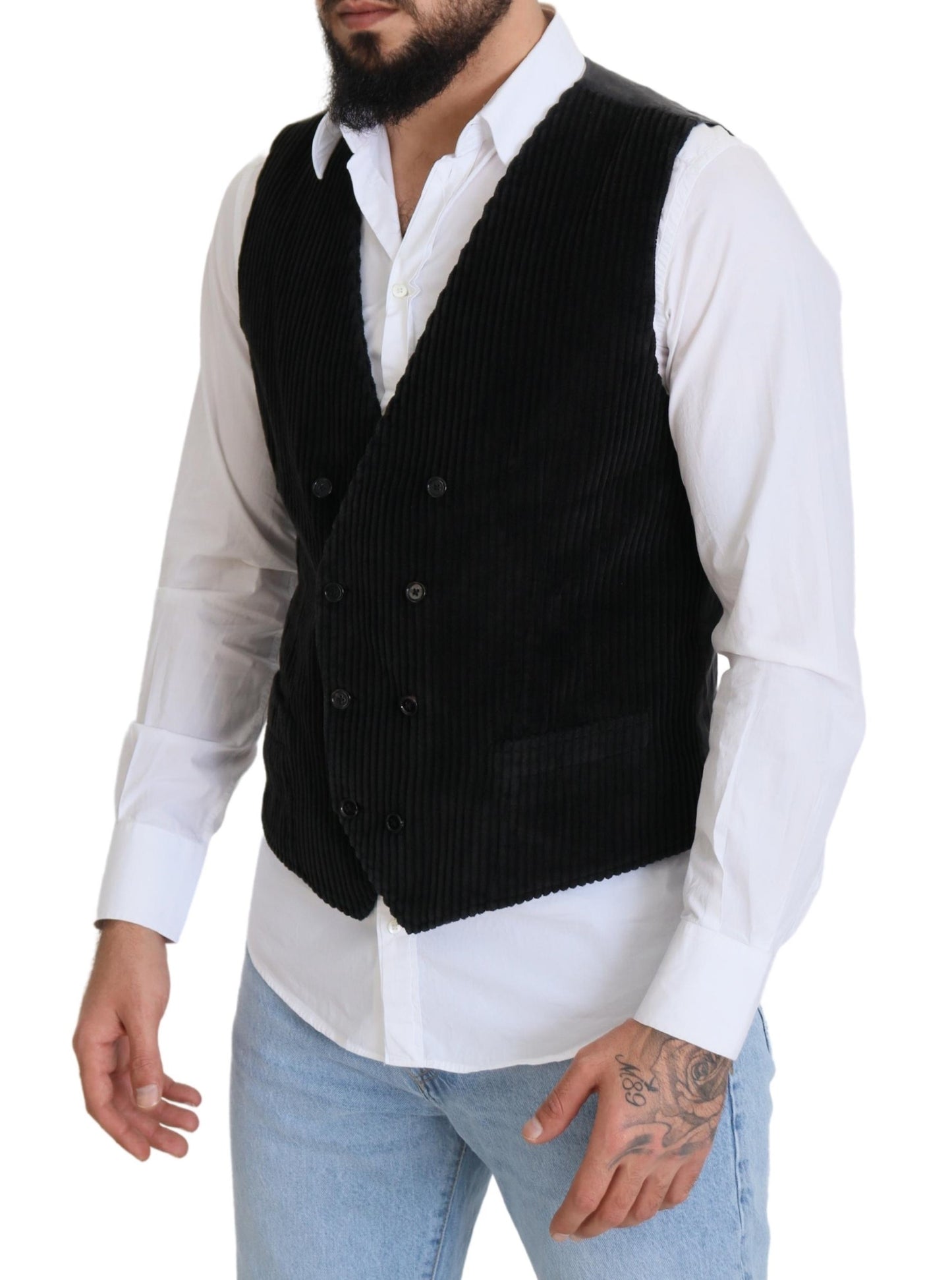 Elegante chaleco negro cruzado