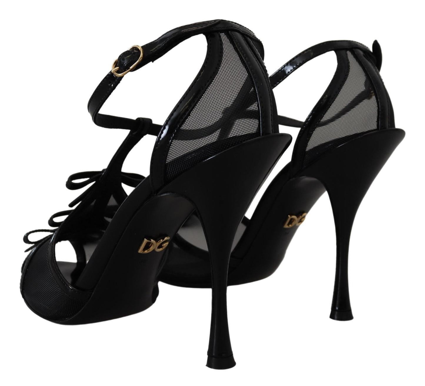 Elegantes sandalias negras de tacón de aguja
