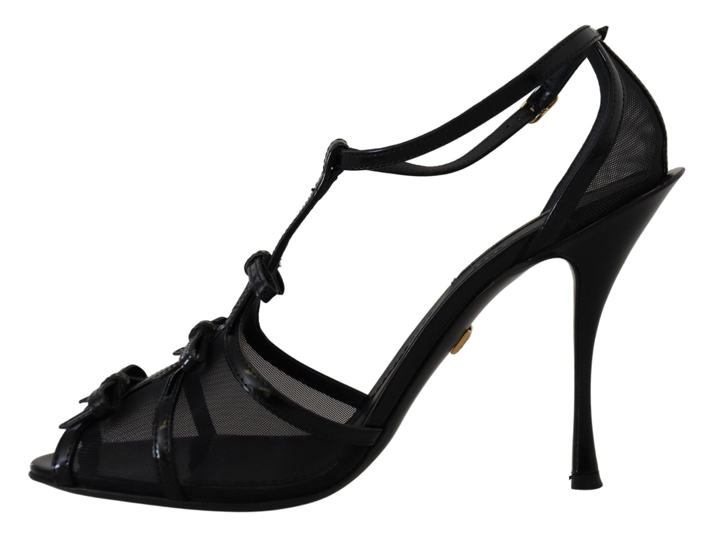 Elegantes sandalias negras de tacón de aguja