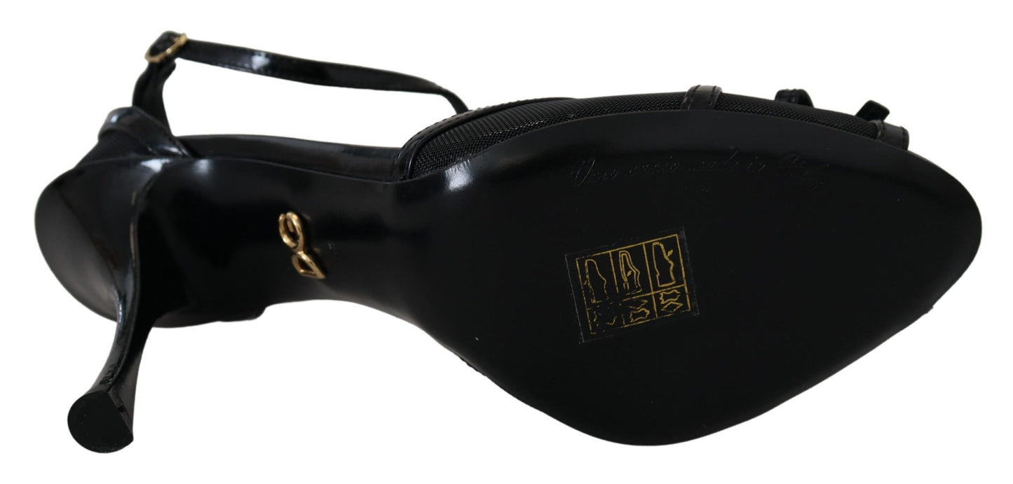Elegantes sandalias negras de tacón de aguja