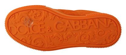 Zapatillas elegantes de ante naranja con cordones